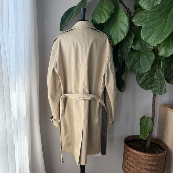 Coach 1941 Vintage Tan Single Breasted Belted Long Cotton + Leather Trench Coat - Picture 2 of 16